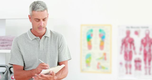 Physiotherapist Taking Notes in Clinic - Download Free Stock Images Pikwizard.com