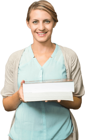 Smiling Young Woman Holding Books on Transparent Background - Download Free Stock Videos Pikwizard.com