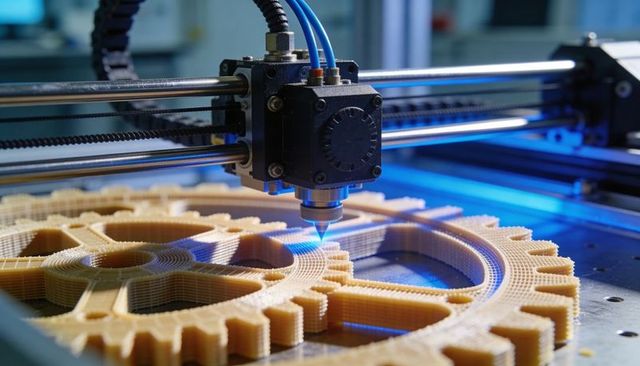High-Precision 3D Printer Printing Plastic Gear for Prototyping and Additive Manufacturing