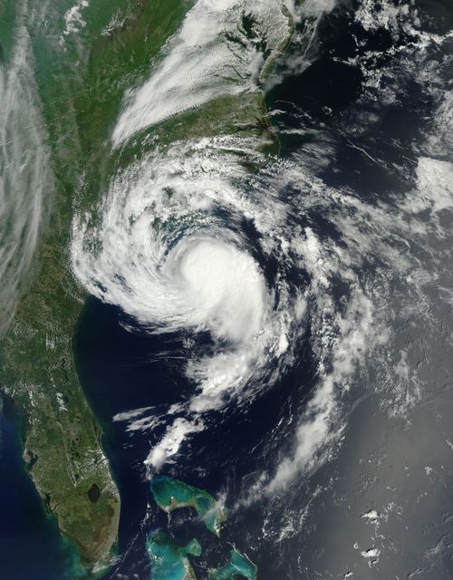 At about 6:00 a.m. EDT (10:00 UTC) on May 10, 2015, Tropical Storm Ana made landfall between Myrtle Beach and North Myrtle Beach, South Carolina. One day earlier, on the morning of May 9, the Moderate Resolution Imaging Spectroradiometer (MODIS) on NASA’s Terra satellite acquired this true-color image of the storm off the coast of the Carolinas. At the time, Ana had just evolved from a subtropical storm to a tropical storm with maximum sustained winds of 93 kilometers (58 miles) per hour.  Ana’s life ashore was brief – the storm was downgraded to a tropical depression at 2:00 p.m. EDT (14:00 UTC) on May 10. During that time, parts of South Carolina and eastern North Carolina was drenched with heavy rain – some areas reported over 6 inches of rainfall – and heavy winds. A water spout was reported in Dare County, North Carolina, and the storm contributed to significant beach erosion along the coast.  Credit: NASA/GSFC/Jeff Schmaltz/MODIS Land Rapid Response Team  <b><a href="http://www.nasa.gov/audience/formedia/features/MP_Photo_Guidelines.html" rel="nofollow">NASA image use policy.</a></b>  <b><a href="http://www.nasa.gov/centers/goddard/home/index.html" rel="nofollow">NASA Goddard Space Flight Center</a></b> enables NASA’s mission through four scientific endeavors: Earth Science, Heliophysics, Solar System Exploration, and Astrophysics. Goddard plays a leading role in NASA’s accomplishments by contributing compelling scientific knowledge to advance the Agency’s mission.  <b>Follow us on <a href="http://twitter.com/NASAGoddardPix" rel="nofollow">Twitter</a></b>  <b>Like us on <a href="http://www.facebook.com/pages/Greenbelt-MD/NASA-Goddard/395013845897?ref=tsd" rel="nofollow">Facebook</a></b>  <b>Find us on <a href="http://instagrid.me/nasagoddard/?vm=grid" rel="nofollow">Instagram</a></b>