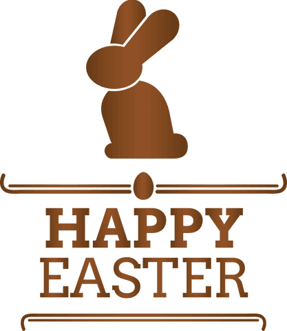 Stylized Easter Bunny Silhouette with Stylish Happy Easter Text