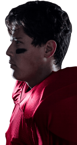 Transparent View of Determined Football Player with Eye Black Face Paint