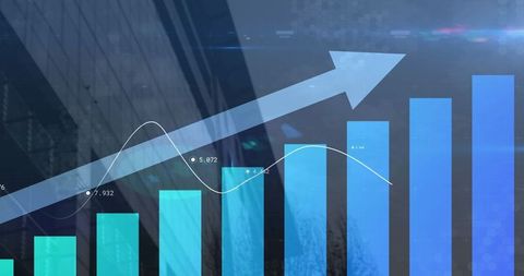Rising Financial Growth Chart with Arrow and Blue Bars - Download Free Stock Images Pikwizard.com
