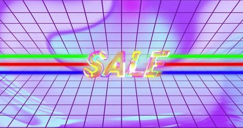 Retro Futuristic Neon SALE Design in Vibrant Grid Chamber