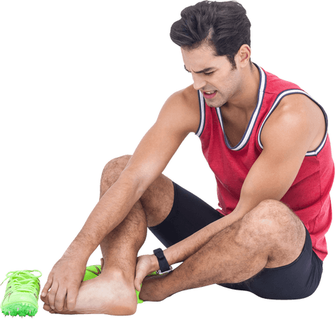 Transparent Injured Athlete Massaging Ankle with Pained Expression - Download Free Stock Videos Pikwizard.com