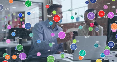 Diverse Business Team Discussing Digital Network Interface