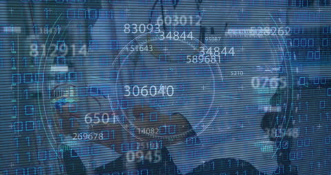 Binary Code with Doctor Overlay Symbolizes Medical Data Analysis