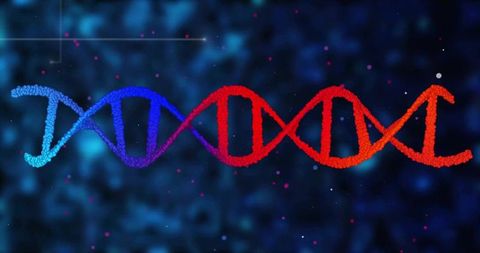 Glowing DNA Helix Unfolding Across Neon Bokeh, Circuit Traces, Futuristic Genetic Concept