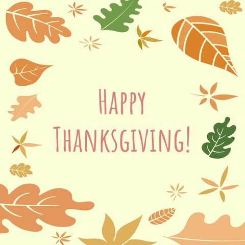 Warm Thanksgiving card featuring colorful fall leaves in an arrangement around the text 'Happy Thanksgiving' evokes feelings of gratitude and celebration. Perfect for Thanksgiving invitations, seasonal messages, and holiday promotions. Use for digital marketing or print for DIY craft projects.