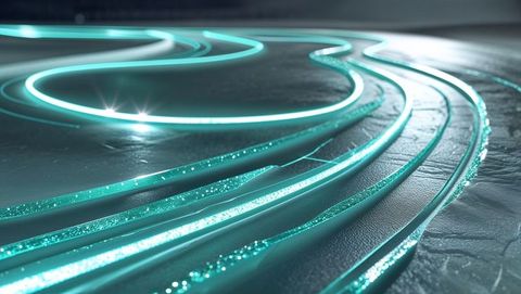 Sleek Futuristic Neon Curves on Metallic Surface