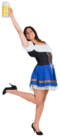 Transparent Oktoberfest Woman Celebrating with Beer