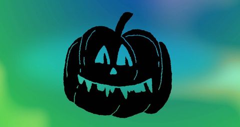 Spooky Halloween Pumpkin Icon on Vibrant Abstract Background