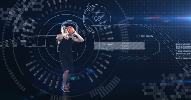 Basketball Player Training with Futuristic Technology Interface - Download Free Stock Images Pikwizard.com