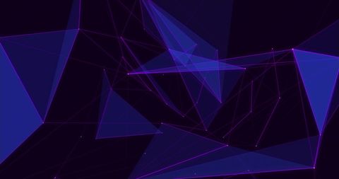 Abstract purple network of triangles on black background