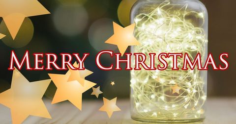 Festive Christmas Banner with Lights and Stars