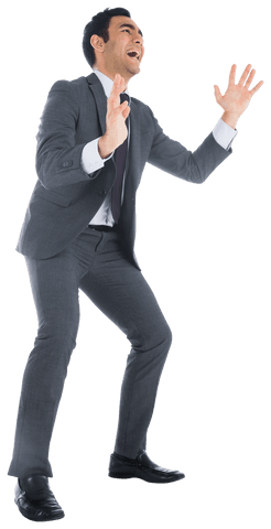 Caucasian businessman enthusiastically expressing on transparent background