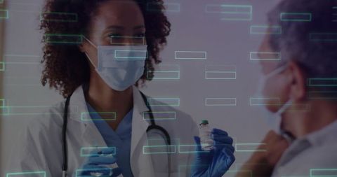 Healthcare Professional Discussing Vaccine with Patient in Modern Clinic