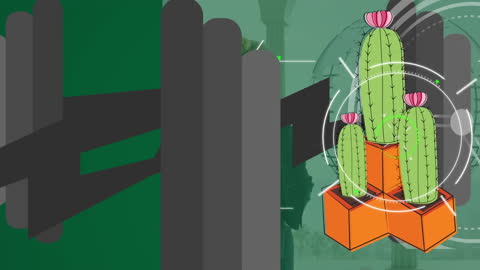 Digital Cactus Art with Modern Geometric Design