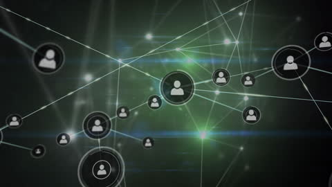 Digital Network with Glowing Connections and User Icons