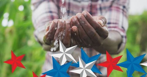Symbolic Hands Washing with Patriotic Stars