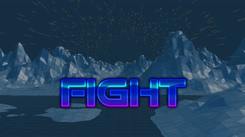 Retro Futuristic Fight Text in Digital Terrain