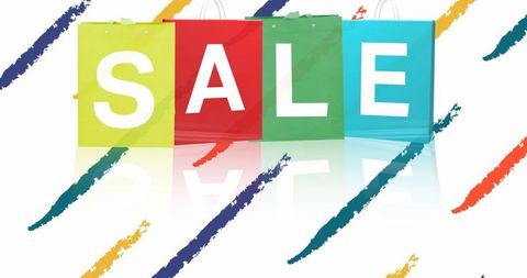 Colorful Shopping Bags with Sale Text and Paint Strokes - Download Free Stock Images Pikwizard.com