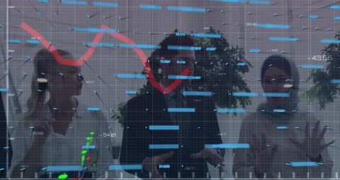 Diverse Business Team Analyzing Financial Graphs and Data