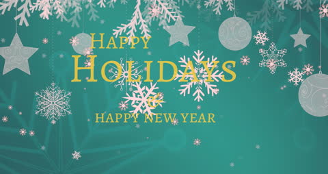 Festive Holiday and New Year Greeting Card with Snowflakes