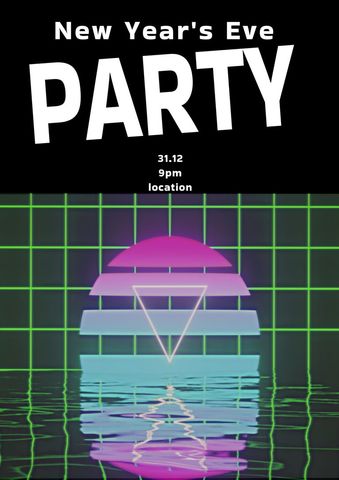 new year's eve party invitation with neon pattern - Download Free Stock Templates Pikwizard.com