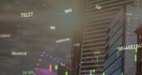 Financial Data Animation with City Backdrop