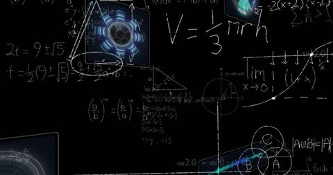 Futuristic Digital Mathematical Equations on Black Background - Download Free Stock Images Pikwizard.com