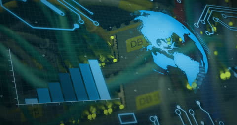 Futuristic Global Data Processing Animation