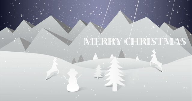 Snowy Mountain with Reindeer and Snowman, Merry Christmas Greeting - Download Free Stock Images Pikwizard.com