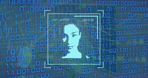 Digital Face Recognition Interface Displayed Amidst Binary Code - Download Free Stock Images Pikwizard.com