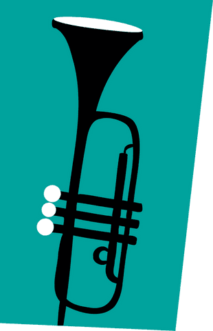 trumpet clip art with three valves on transparent teal background - Download Free Stock Videos Pikwizard.com