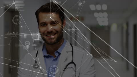 Smiling Doctor Connecting Medicine and Technology