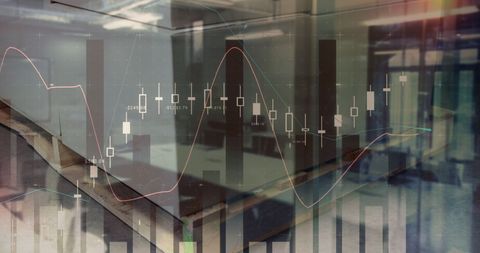 Global Business Concept with Data Interface Over Office Background