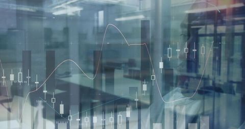 Double Exposure of Candlestick Chart and Business Office - Download Free Stock Images Pikwizard.com
