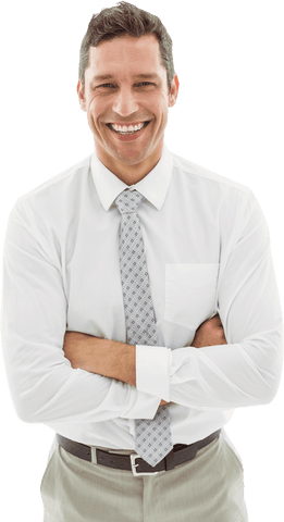 Transparent Smiling Businessman with Arms Crossed Confidently - Download Free Stock Videos Pikwizard.com