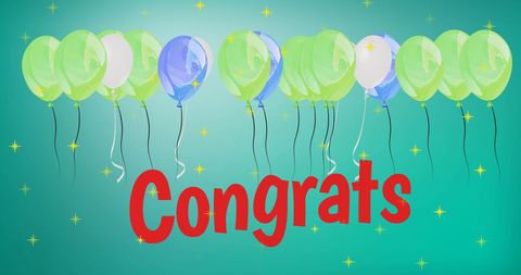 Celebratory Balloons with 'Congrats' on Green Background