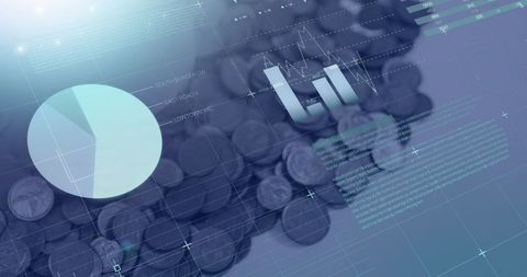 Financial Data Visualization with Coins for Global Business Analysis - Download Free Stock Images Pikwizard.com
