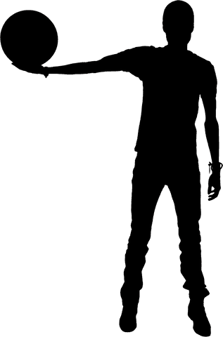 Silhouette of Man Holding a Ball on Transparent Background for Sports Design