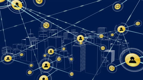 Digital Network Over Connected Cityscape