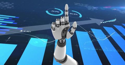 Robotic Hand Engages with Futuristic Data Visualization Display - Download Free Stock Images Pikwizard.com
