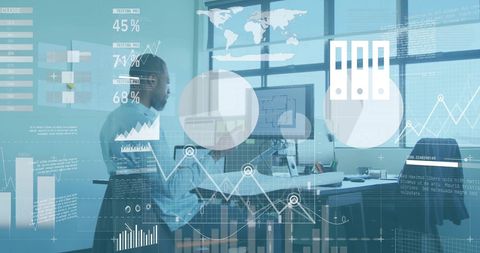 Financial Data Processing with Digital Interface and Overlay - Download Free Stock Images Pikwizard.com
