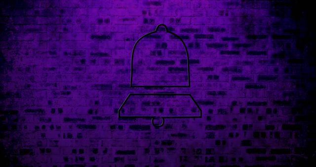 Black Bell Icon Against Dark Purple Brick Wall Background - Download Free Stock Images Pikwizard.com