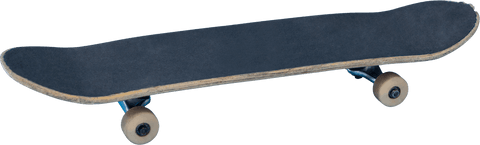 Black Skateboard on Transparent Background with Wooden Wheels