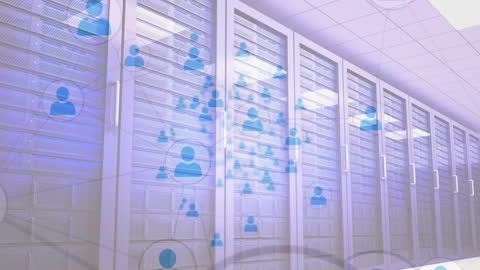 Digital Overlay Icons on Modern Data Center Servers