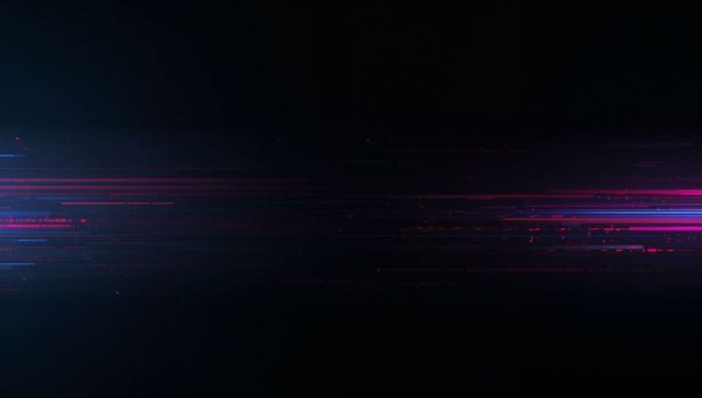 Futuristic neon glitch lines on dark background