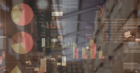 Financial Data Overlaid on Empty Warehouse - Download Free Stock Images Pikwizard.com